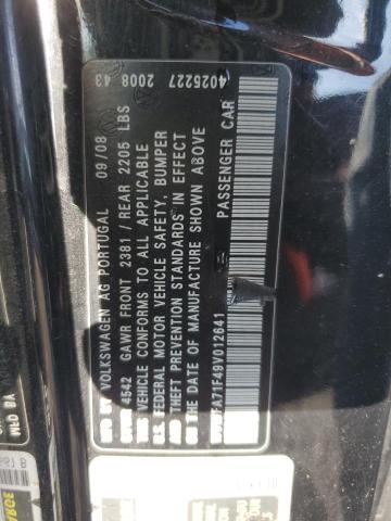 WVWFA71F49V012641 - 2009 VOLKSWAGEN EOS LUX BLACK photo 12