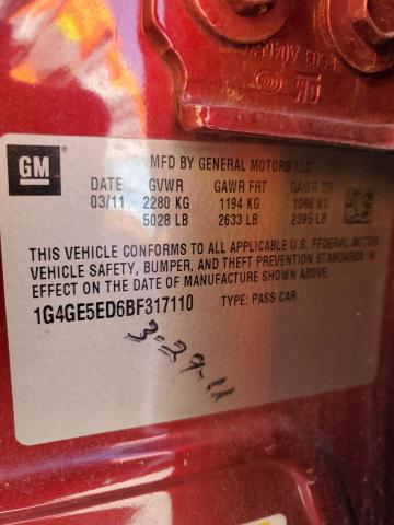 1G4GE5ED6BF317110 - 2011 BUICK LACROSSE CXS BURGUNDY photo 12
