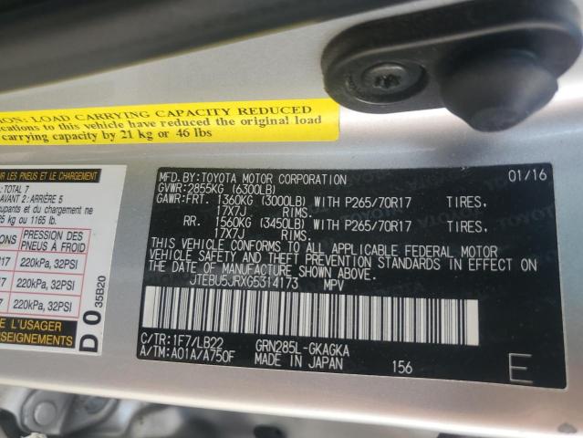 JTEBU5JRXG5314173 - 2016 TOYOTA 4RUNNER SR5/SR5 PREMIUM 银色 照片 12