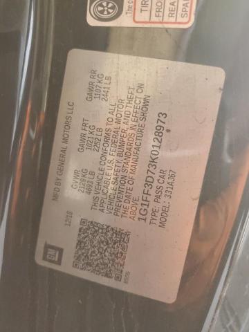 1G1FF3D73K0128973 - 2019 CHEVROLET CAMARO SS BLACK photo 12