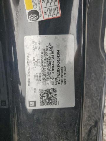 1G1FA1RX7K0151104 - 2019 CHEVROLET CAMARO LS 黑色 照片 12