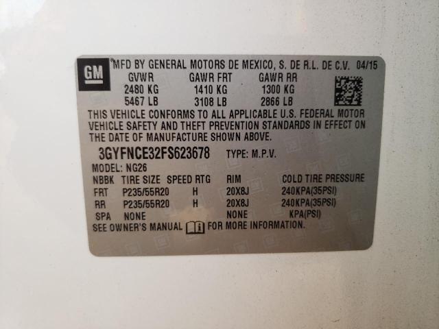 3GYFNCE32FS623678 - 2015 CADILLAC SRX PERFORMANCE COLLECTION Ақ фото 13