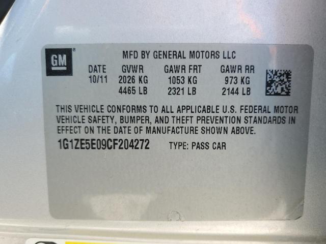 1G1ZE5E09CF204272 - 2012 CHEVROLET MALIBU LTZ ვერცხლისფერი ფოტო 12