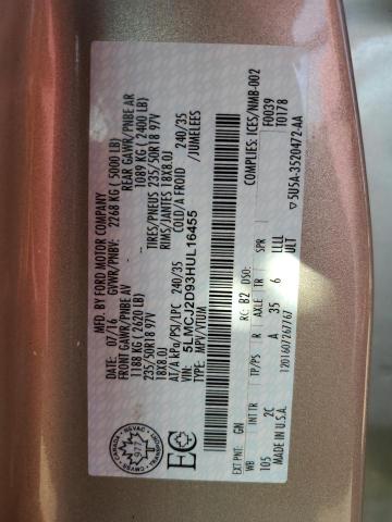 5LMCJ2D93HUL16455 - 2017 LINCOLN MKC SELECT 米色 照片 13