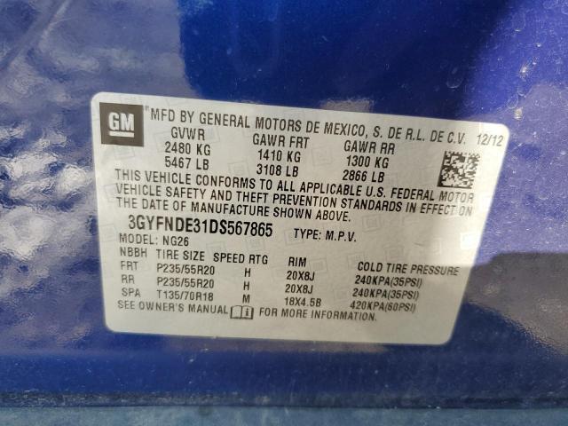 3GYFNDE31DS567865 - 2013 CADILLAC SRX PERFORMANCE COLLECTION Көк фото 12