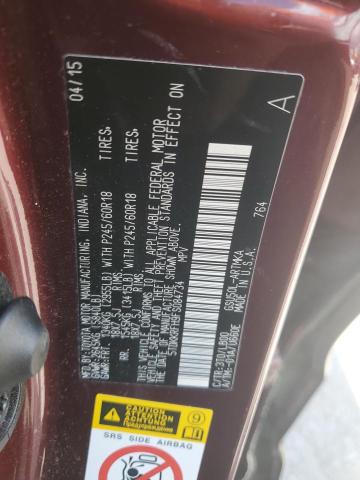 5TDKKRFH9FS084734 - 2015 TOYOTA HIGHLANDER XLE RED photo 13