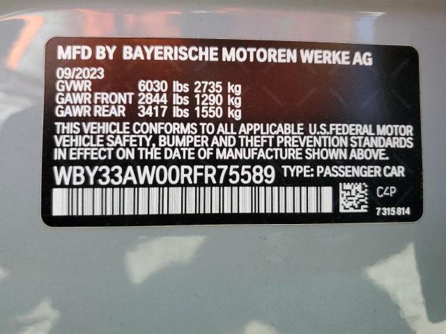WBY33AW00RFR75589 - 2024 BMW I4 M50 GRAY photo 13