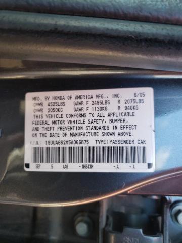 19UUA662X5A066875 - 2005 ACURA TL GRAY photo 10