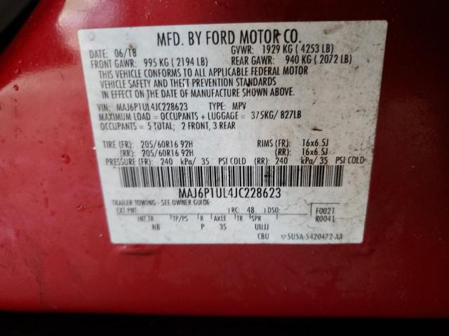MAJ6P1UL4JC228623 - 2018 FORD ECOSPORT SE RED photo 14