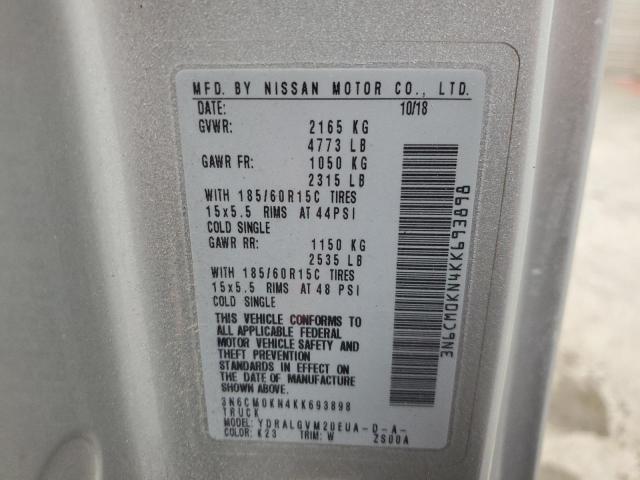 3N6CM0KN4KK693898 - 2019 NISSAN NV200 2.5S SILVER photo 13