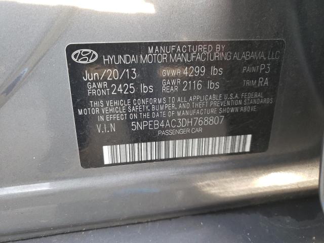 5NPEB4AC3DH768807 - 2013 HYUNDAI SONATA GLS GRAY photo 12