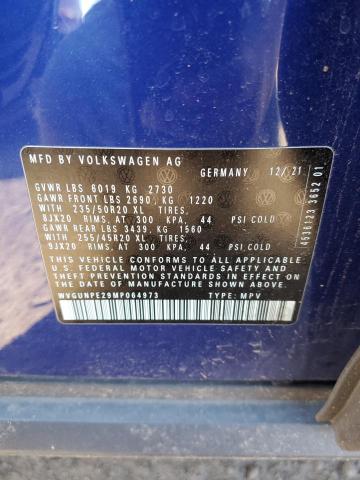 WVGUNPE29MP064973 - 2021 VOLKSWAGEN ID.4 PRO S ლურჯი ფოტო 12