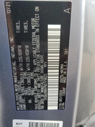 5TDGZRBH7NS179623 - 2022 TOYOTA HIGHLANDER XLE BLUE photo 12