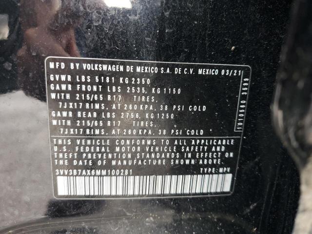 3VV3B7AX6MM100281 - 2021 VOLKSWAGEN TIGUAN SE Черный фото 13