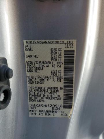 1N6BA1RP2HN520918 - 2017 NISSAN TITAN XD S SILVER photo 13