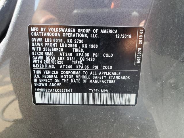 1V2RR2CA1KC527641 - 2019 VOLKSWAGEN ATLAS SEL Boz foto 14