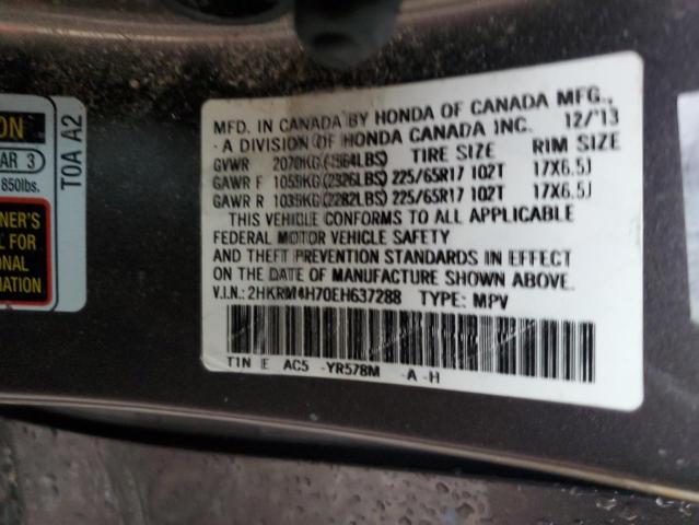 2HKRM4H70EH637288 - 2014 HONDA CR-V EXL GRAY photo 13