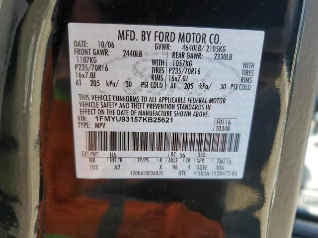 1FMYU93157KB25621 - 2007 FORD ESCAPE XLT BLACK photo 13