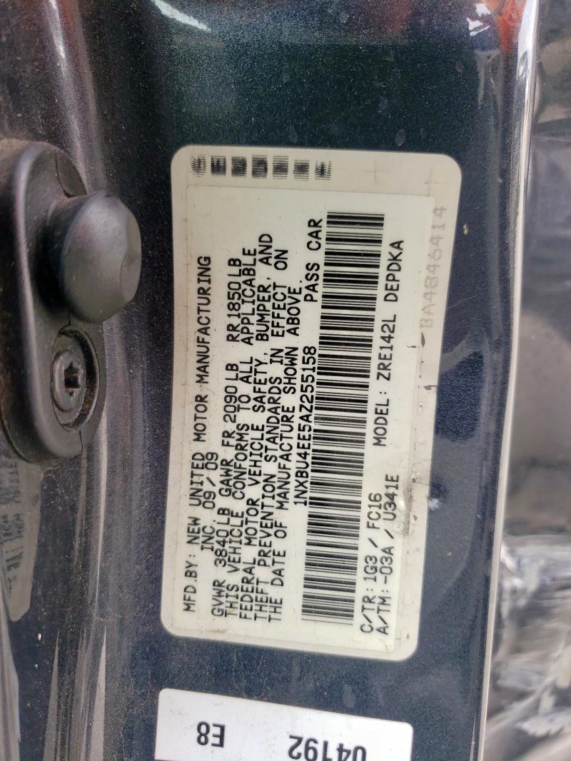 1NXBU4EE5AZ255158 - 2010 TOYOTA COROLLA BASE 灰色 照片 12