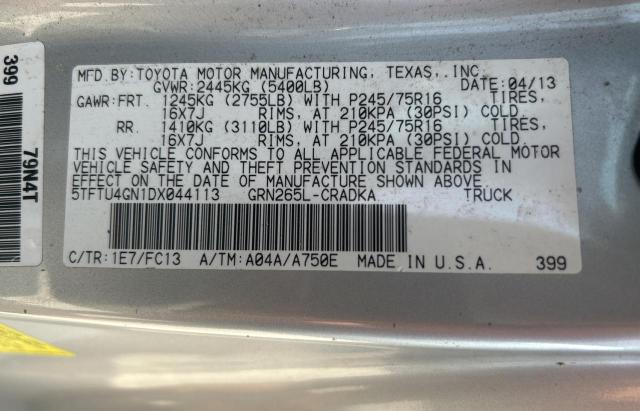 5TFTU4GN1DX044113 - 2013 TOYOTA TACOMA PRERUNNER ACCESS CAB SILVER photo 10