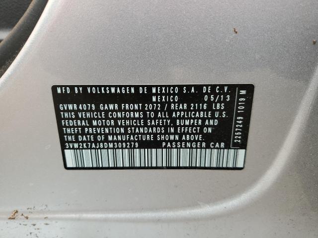 3VW2K7AJ8DM309279 - 2013 VOLKSWAGEN JETTA BASE Argent photo 12