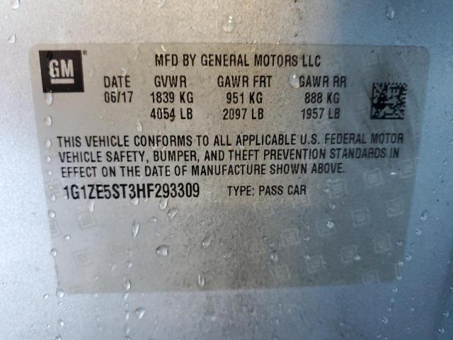 1G1ZE5ST3HF293309 - 2017 CHEVROLET MALIBU LT Gümüş foto 12