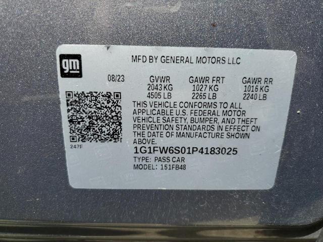 1G1FW6S01P4183025 - 2023 CHEVROLET BOLT EV 1LT GRAY photo 13