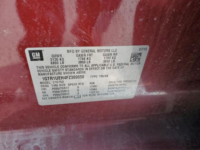 1GTR1UEH4FZ389658 - 2015 GMC SIERRA C1500 SLE MAROON photo 12