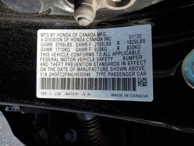 2HGFC2F84LH530046 - 2020 HONDA CIVIC SPORT 黑色 照片 12