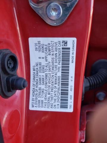 2HGFC2F86LH582665 - 2020 HONDA CIVIC SPORT 红色 照片 12