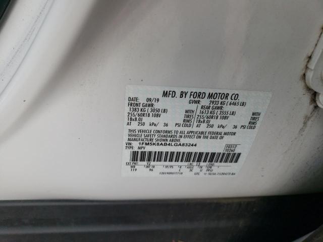 1FM5K8AB4LGA83244 - 2020 FORD EXPLORER POLICE INTERCEPTOR 白色 照片 12