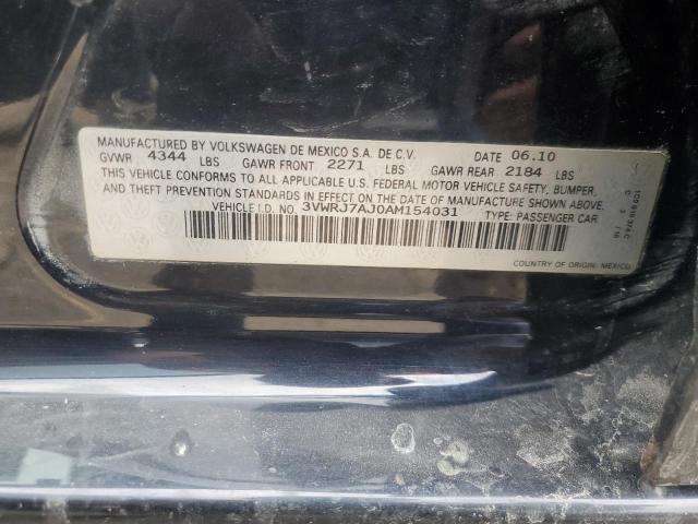 3VWRJ7AJ0AM154031 - 2010 VOLKSWAGEN JETTA WOLFSBURG 黑色 照片 12