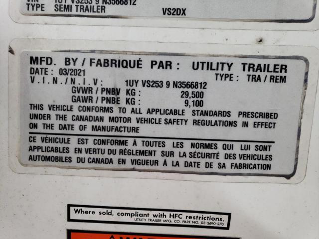 1UYVS2539N3566812 - 2022 UTILITY TRAILER WHITE photo 10