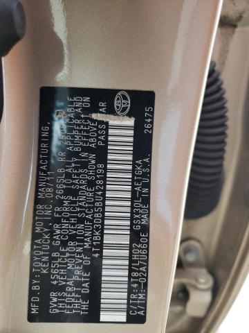 4T1BK3DB5BU428198 - 2011 TOYOTA AVALON BASE Qızıl foto 12