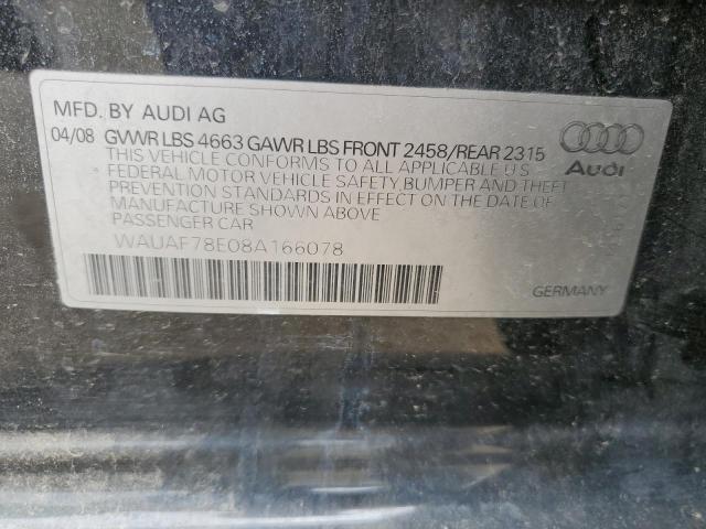 WAUAF78E08A166078 - 2008 AUDI A4 2.0T BLACK photo 13