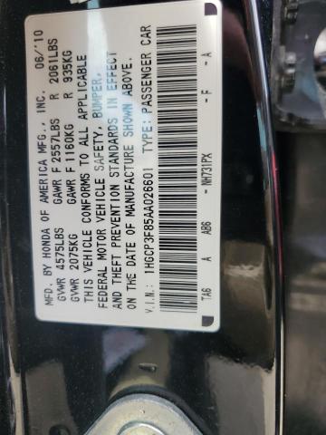 1HGCP3F85AA026601 - 2010 HONDA ACCORD EXL BLACK photo 13