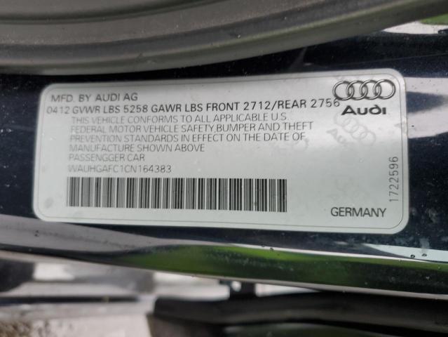 WAUHGAFC1CN164383 - 2012 AUDI A6 PRESTIGE BLACK photo 12