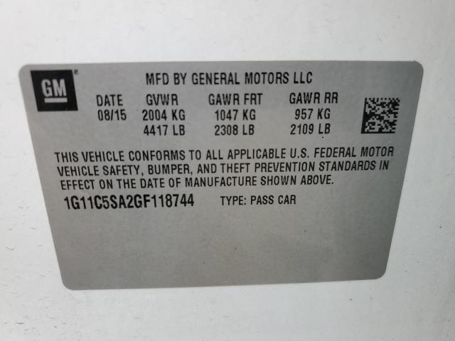 1G11C5SA2GF118744 - 2016 CHEVROLET MALIBU LIM LT 白色 照片 13