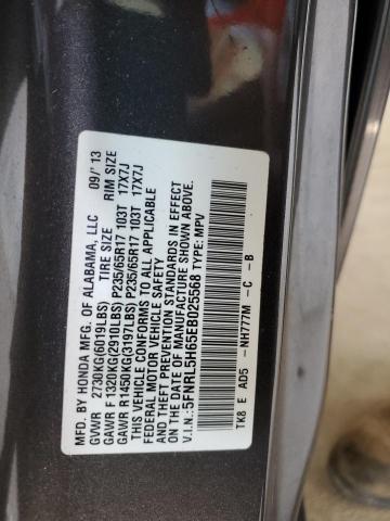 5FNRL5H65EB025568 - 2014 HONDA ODYSSEY EXL GRAY photo 13