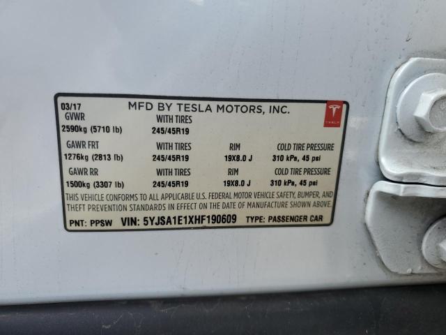 5YJSA1E1XHF190609 - 2017 TESLA MODEL S Ağ foto 12