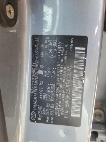 5NMSH73E87H113593 - 2007 HYUNDAI SANTA FE SE SILVER photo 13