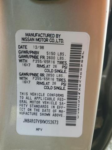 JN8AR07Y9XW352673 - 1999 NISSAN PATHFINDER LE GOLD photo 13