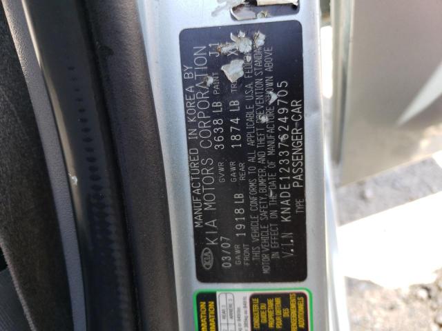 KNADE123376249705 - 2007 KIA RIO BASE SILVER photo 12