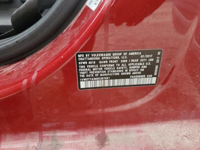 1VWDT7A36HC057661 - 2017 VOLKSWAGEN PASSAT R-LINE Kastanienbraun Foto 12
