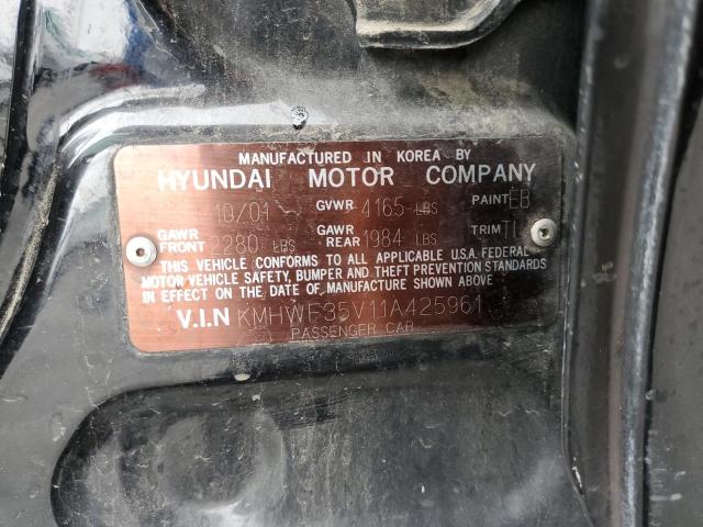 KMHWF35V11A425961 - 2001 HYUNDAI SONATA GLS BLACK photo 12