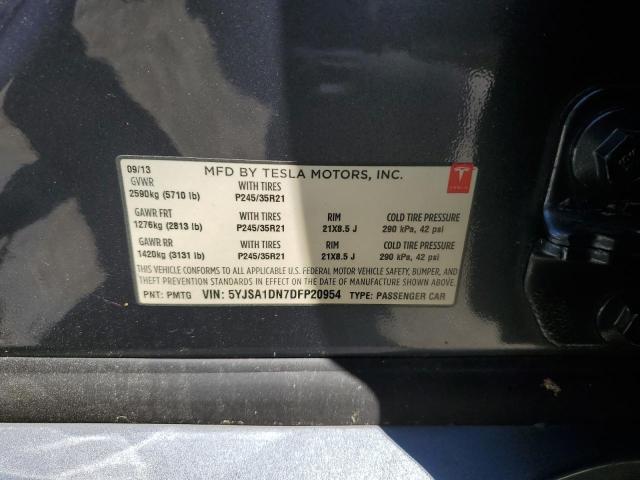 5YJSA1DN7DFP20954 - 2013 TESLA MODEL S ნაცრისფერი ფოტო 12