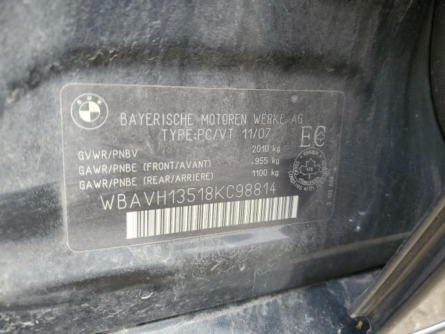 WBAVH13518KC98814 - 2008 BMW 323 I BLACK photo 12