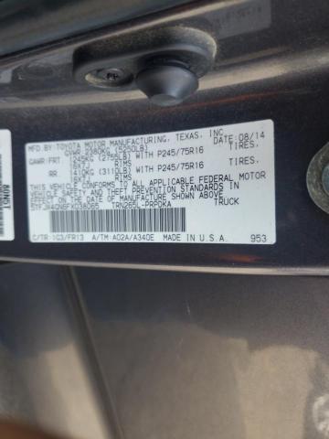 5TFJX4GN6FX038065 - 2015 TOYOTA TACOMA DOUBLE CAB PRERUNNER GRAY photo 12