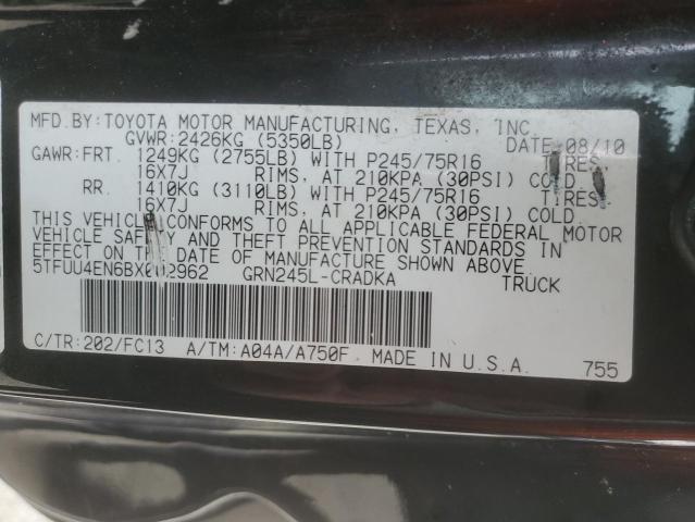 5TFUU4EN6BX002962 - 2011 TOYOTA TACOMA ACCESS CAB Qara foto 12