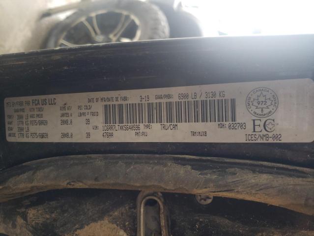 1C6RR7LTXKS640596 - 2019 RAM 1500 CLASS SLT შავი ფოტო 10